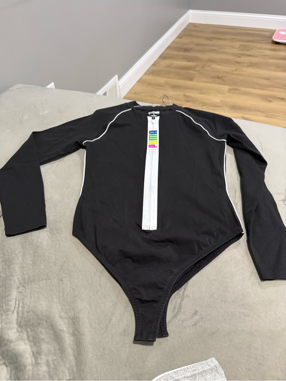 Puma Black Long-Sleeve One-Piece with White Front Zip